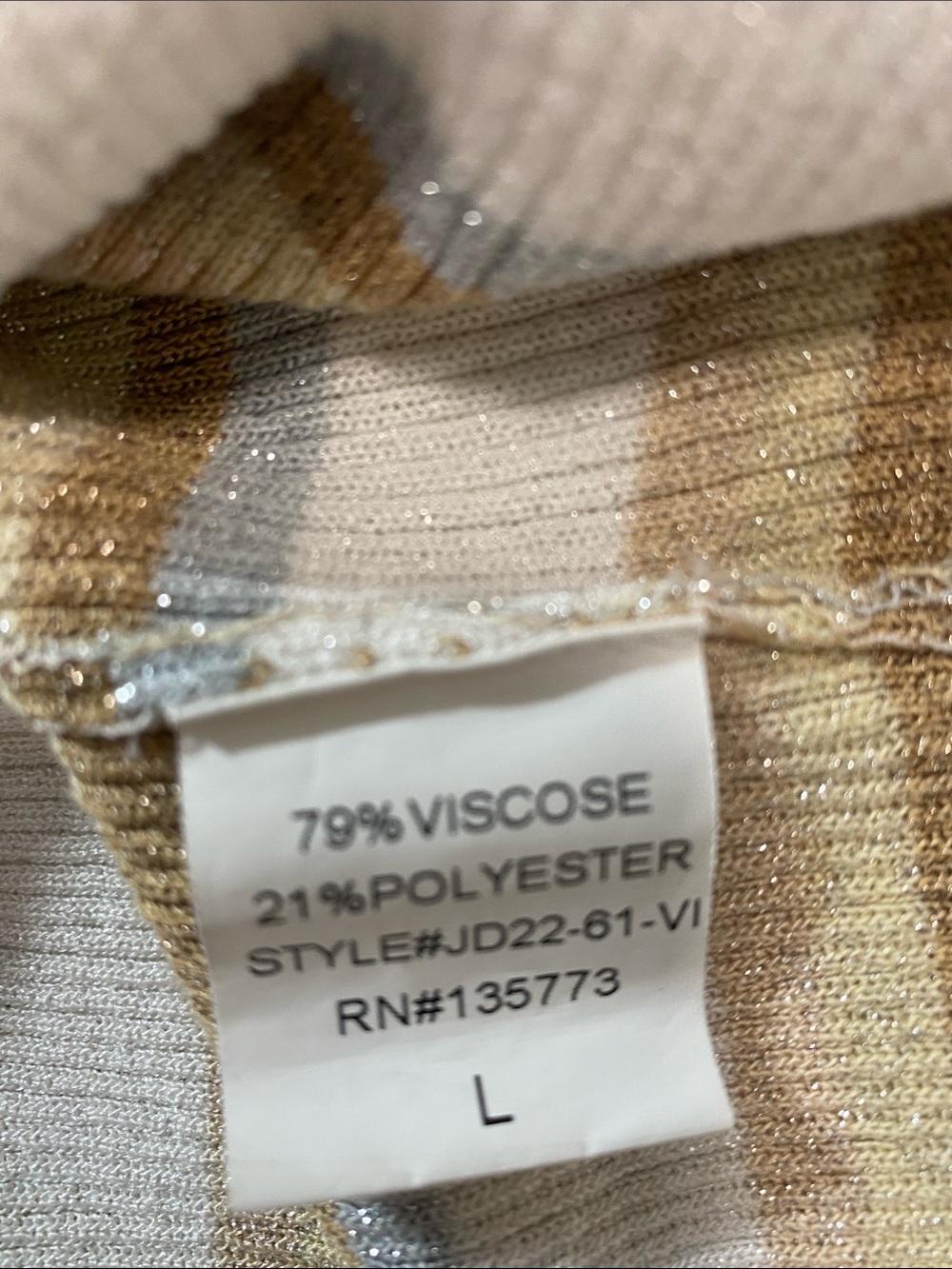 Vici Beige and White Striped Twist Cutout Midi Dress Stretch Size L 79% Viscose - Picture 9 of 16